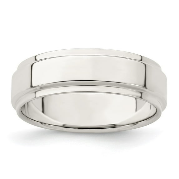 Auriga Fine Jewelry 925 Sterling Silver 6mm Flat with Step Edge Size 7.5 Band for Women