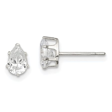 Auriga Fine Jewelry 925 Sterling Silver 6x4mm Pear Snap Set CZ Stud Earrings for Women (L -6mm, W - 4mm)