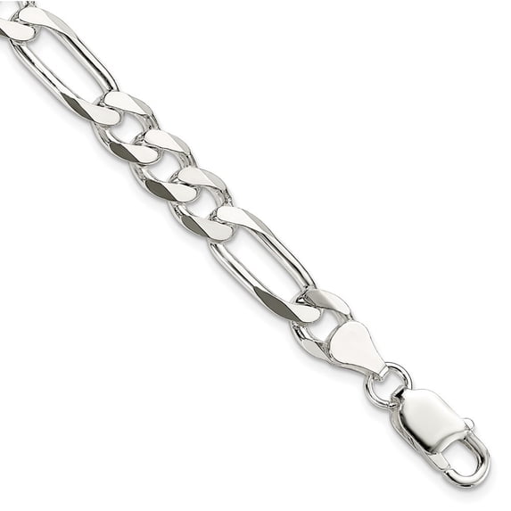 Auriga Fine Jewelry 925 Sterling Silver 7.5mm Figaro Chain Bracelet 7inch for Women