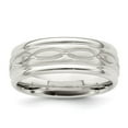 thumbnail image 1 of Auriga Fine Jewelry 925 Sterling Silver 7 mm Brushed Flat Beveled Edge Fancy Band for Women Size 8, 1 of 7