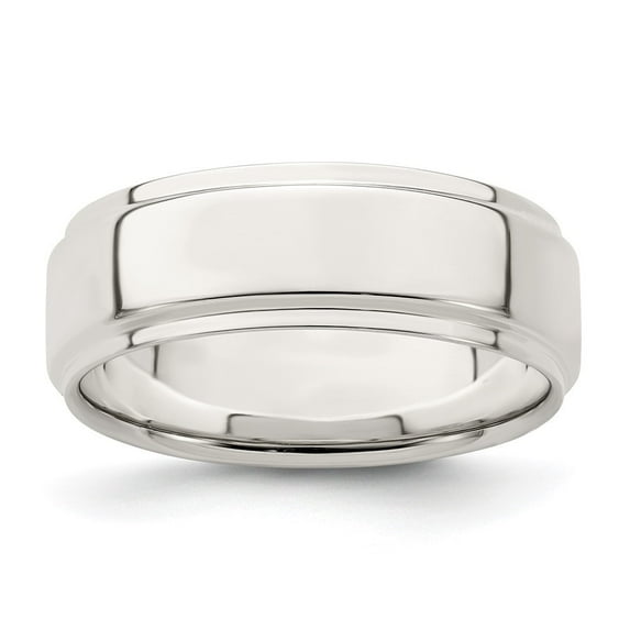 Auriga Fine Jewelry 925 Sterling Silver 7mm Flat with Step Edge Band for Women Size 7