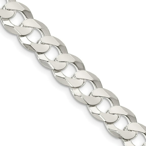 Auriga Fine Jewelry 925 Sterling Silver 8.5 mm Flat Curb Chain Necklace for Women 18"