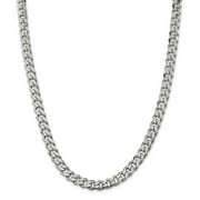 AURIGA Fine Jewelry 925 Sterling Silver 8 mm Curb Chain Necklace for Mens 18"