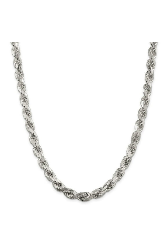 Fine Jewelry 925 Sterling Silver 8 mm Diamond-cut Rope Chain Necklace for Men 20"
