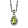 thumbnail image 1 of Auriga Fine Jewelry 925 Sterling Silver 8x5 mm with 14K Accent Antiqued Pear Shaped Peridot Necklace for Women 18", 1 of 5