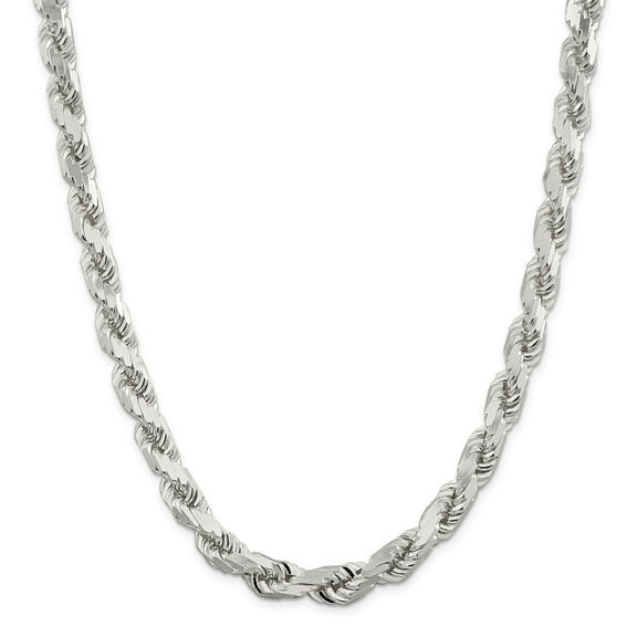 Auriga Fine Jewelry 925 Sterling Silver 9.5 mm Diamond-cut Rope Chain Necklace for Mens 28"