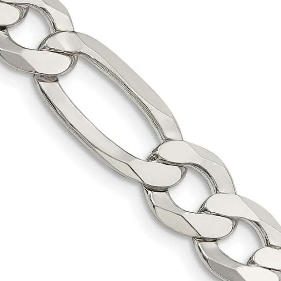 Auriga Fine Jewelry 925 Sterling Silver 9.5mm Lightweight Flat Figaro Chain Necklace 18inch for Women