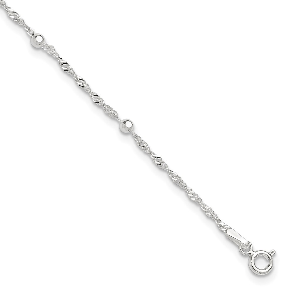 Auriga Fine Jewelry 925 Sterling Silver 9inch Plus 1in ext. Anklet for Women