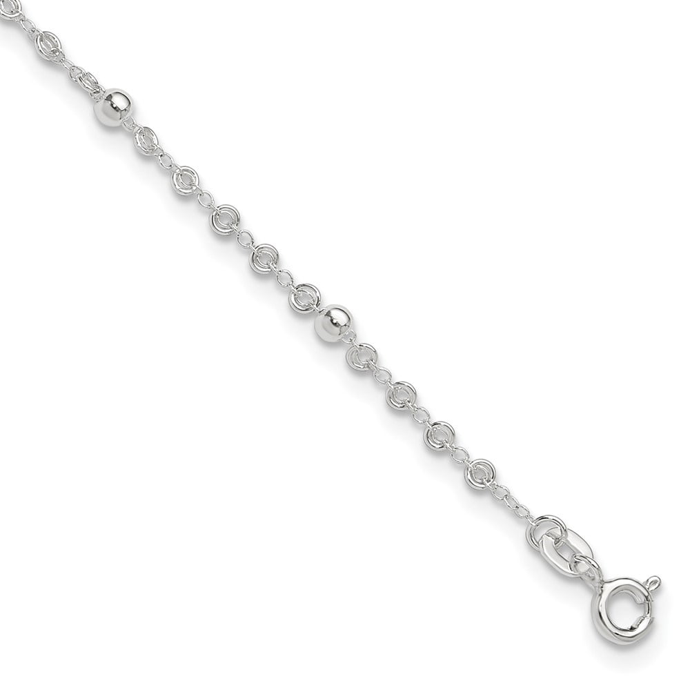 Auriga Fine Jewelry 925 Sterling Silver 9inch Plus 1inch ext. Anklet for Women