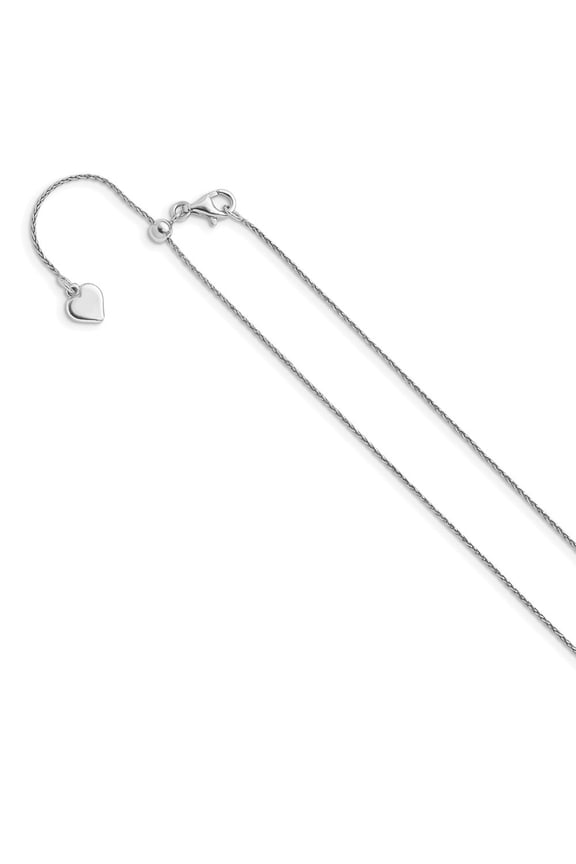 Fine Jewelry 925 Sterling Silver Adjustable .75 mm Diamond-cut Spiga Chain Necklace for Women 22"