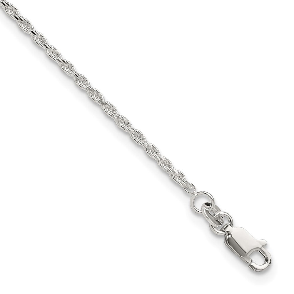 Auriga Fine Jewelry 925 Sterling Silver Adjustable Diamond- Cut Rope Anklet 9inch for Women