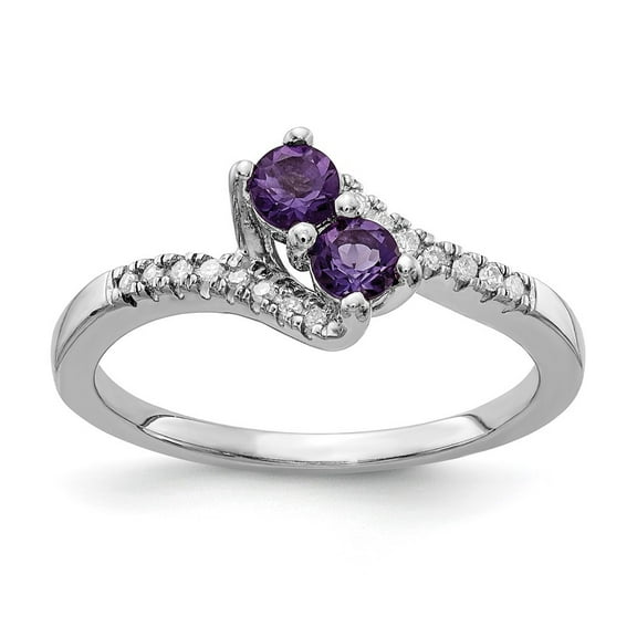 Auriga Fine Jewelry 925 Sterling Silver Amethyst and Diamond Ring for Women Size 5