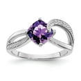 thumbnail image 1 of Auriga Fine Jewelry 925 Sterling Silver Amethyst and Diamond Ring for Women Size 8, 1 of 6