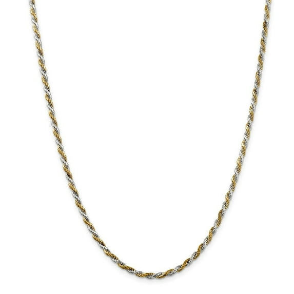 Auriga Fine Jewelry 925 Sterling Silver And Vermeil 2.5 mm Diamond-cut Rope Chain Necklace for Mens 24"