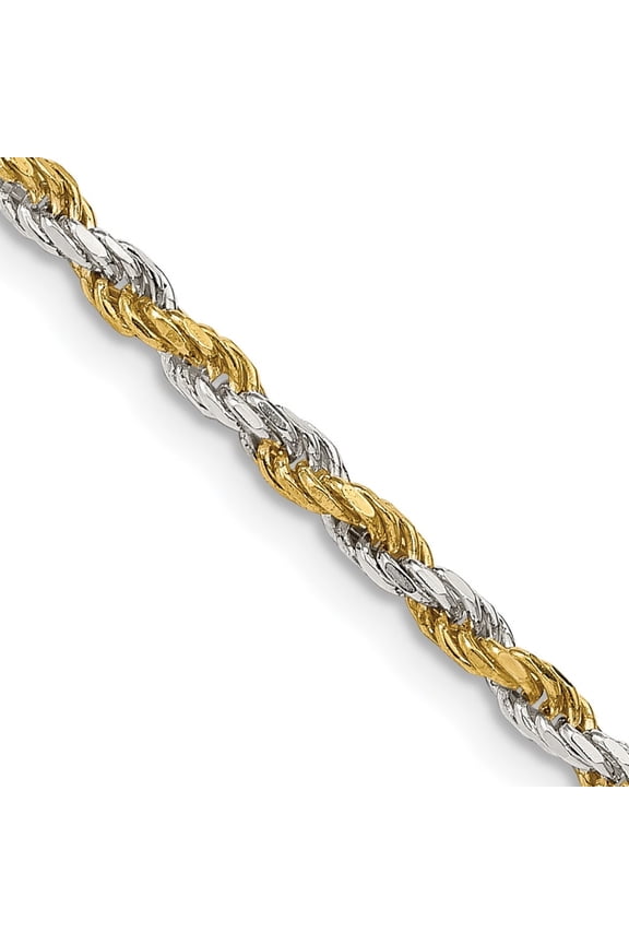 Fine Jewelry 925 Sterling Silver And Vermeil 2.5 mm Diamond-cut Rope Chain Necklace for Mens 24"