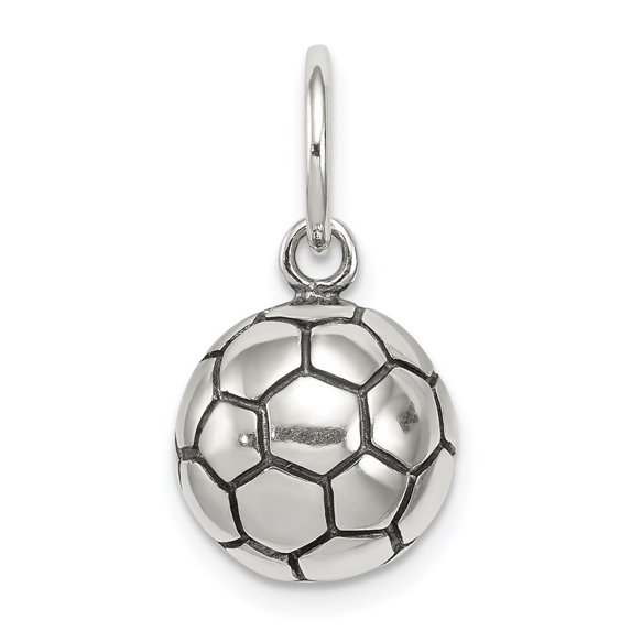 Auriga Fine Jewelry 925 Sterling Silver Antique Soccer Ball Charm for Women (L - 12mm, W - 11mm)