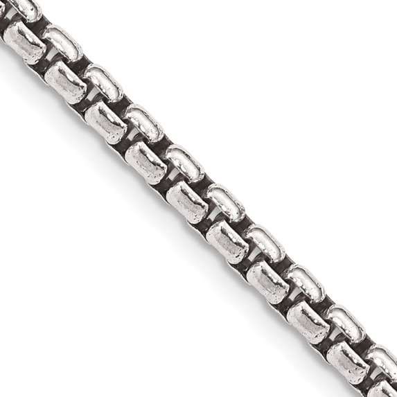 Auriga Fine Jewelry 925 Sterling Silver Antiqued 3.6 mm Round Box Chain Necklace for Women 16"