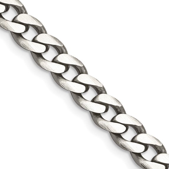 Auriga Fine Jewelry 925 Sterling Silver Antiqued 7 mm Curb Chain Necklace for Women 20"