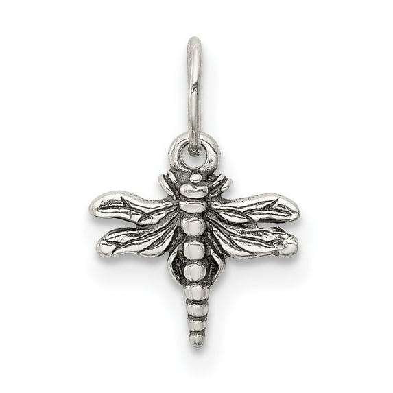 Auriga Fine Jewelry 925 Sterling Silver Antiqued Dragonfly Charm Pendant for Women (L- 9mm, W- 9mm)