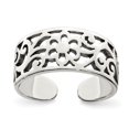 thumbnail image 1 of Auriga Fine Jewelry 925 Sterling Silver Antiqued Floral Toe Ring for Women, 1 of 6