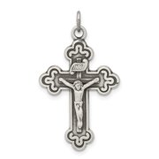 Auriga Fine Jewelry 925 Sterling Silver Antiqued INRI Crucifix Cross Pendant for Women L - 30mm, W - 18mm