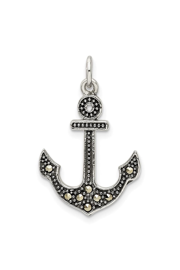 Fine Jewelry Mother's Day Gift 925 Sterling Silver Marcasite Anchor Pendant for Women
