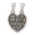 thumbnail image 1 of Auriga Fine Jewelry 925 Sterling Silver Antiqued Mini Best Friends Break Away Heart Pendant for Women, 1 of 6