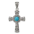 thumbnail image 1 of Auriga Fine Jewelry 925 Sterling Silver Antiqued Recon Turquoise Cross Pendant for Women, 1 of 6