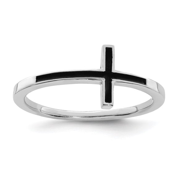 Auriga Fine Jewelry 925 Sterling Silver Antiqued Sideways Cross Ring Size 7 for Women