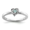 thumbnail image 1 of Auriga Fine Jewelry 925 Sterling Silver Aquamarine Heart Ring Size 8 Valentine's Day Gift for Women, 1 of 6