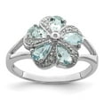 thumbnail image 1 of Auriga 925 Sterling Silver Rhodium Aquamarine Diamond Ring for Women Size 8, 1 of 7