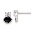 thumbnail image 1 of Auriga Fine Jewelry 925 Sterling Silver Black Enamel and CZ Post Stud Earrings for Women, 1 of 5
