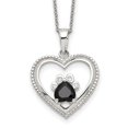 thumbnail image 1 of Auriga Fine Jewelry 925 Sterling Silver Black and White CZ Heart with Paw Print Necklace 18" for Women, 1 of 6