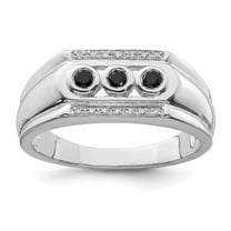 Auriga Fine Jewelry 925 Sterling Silver Black and White Round Diamond Ring Size 11 for Men