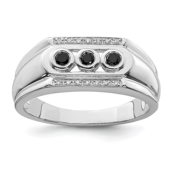 Auriga Fine Jewelry 925 Sterling Silver Black and White Round Diamond Ring Size 11 for Men