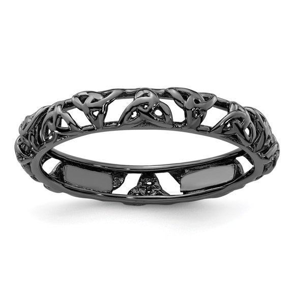 Auriga Fine Jewelry 925 Sterling Silver Black-plated Celtic Knot Ring for Women Size 10