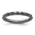 thumbnail image 1 of Auriga Fine Jewelry 925 Sterling Silver Black-plated Textured Ring for Women Size- 5, 1 of 6