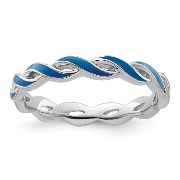 Auriga Fine Jewelry 925 Sterling Silver Blue Enamel Ring for Women Size- 10