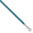 thumbnail image 1 of Auriga 925 Sterling Silver Blue Leather Rh-plated With 2in ext Choker Wrap Bracelet for Women 14", 1 of 7