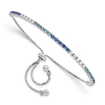 Auriga Fine Jewelry 925 Sterling Silver Blue Spinel and Zirconia Bolo Bracelet for Women