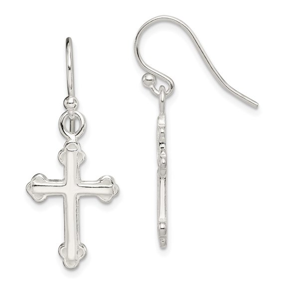 Auriga Fine Jewelry 925 Sterling Silver Budded Cross Dangle Earrings for Women