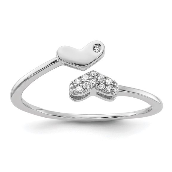 Auriga Fine Jewelry 925 Sterling Silver CZ Double Heart Ring Size 6for Women