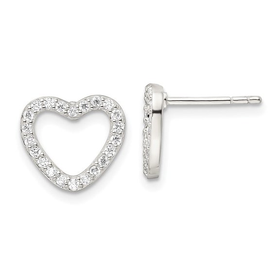 Auriga Fine Jewelry 925 Sterling Silver CZ Heart Post Stud Earrings for Women