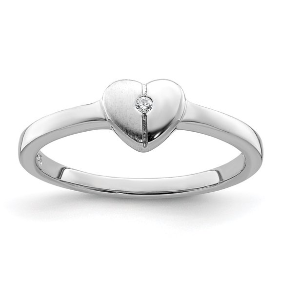 Auriga Fine Jewelry 925 Sterling Silver CZ Heart Ring Size 3 for Women