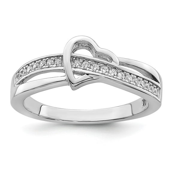 Auriga Fine Jewelry 925 Sterling Silver CZ Heart Ring for Women Size 7