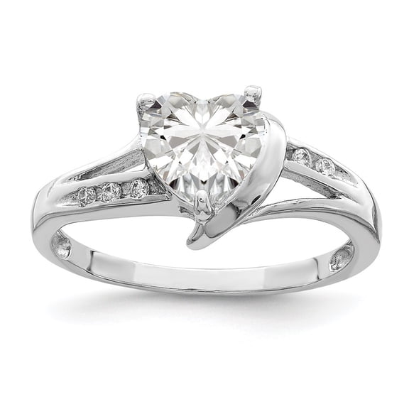 Auriga Fine Jewelry 925 Sterling Silver CZ Heart Ring Size 7for Women
