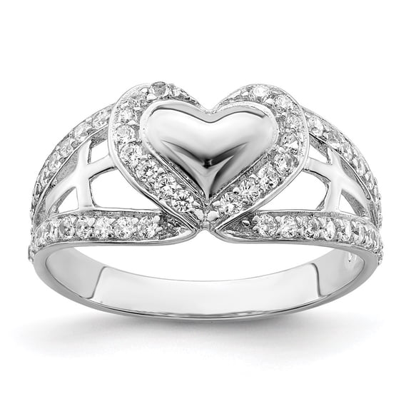 Auriga Fine Jewelry 925 Sterling Silver CZ Polished Pure Heart Ring Size 7 for Women