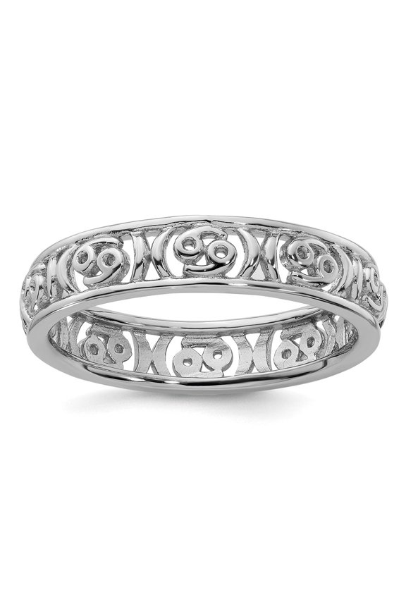 Fine Jewelry 925 Sterling Silver Cancer Zodiac Ring for Women Size 6