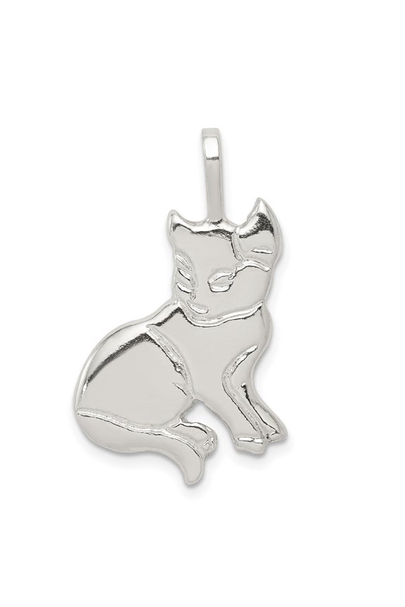 Fine Jewelry 925 Sterling Silver Cat Charm for Women (L - 30 mm, W - 18 mm)