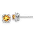 thumbnail image 1 of Auriga Fine Jewelry 925 Sterling Silver Citrine and Diamond Stud Earrings for Women, 1 of 6